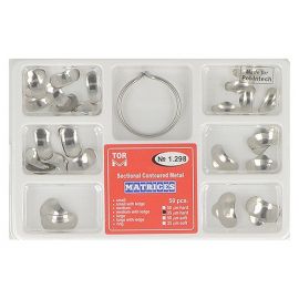 Zubné profilované matrice a prstencová svorka set 50ks 0,035mm hard